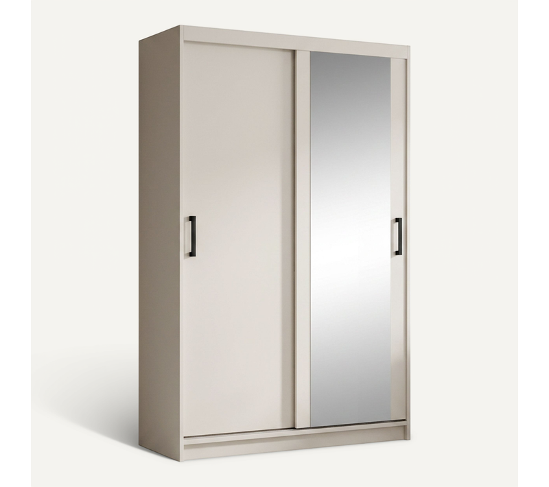 Armoire HELA - Armoire à Portes Coulissantes Avec Porte Miroir - Cachemire 100 cm - 2 Portes