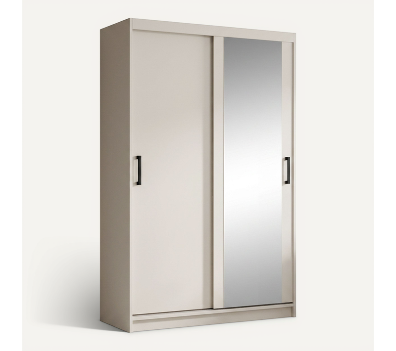 Armoire HELA à Portes Coulissantes Avec Porte Miroir Et 1 Modules à Tiroirs - Cachemire 100 cm