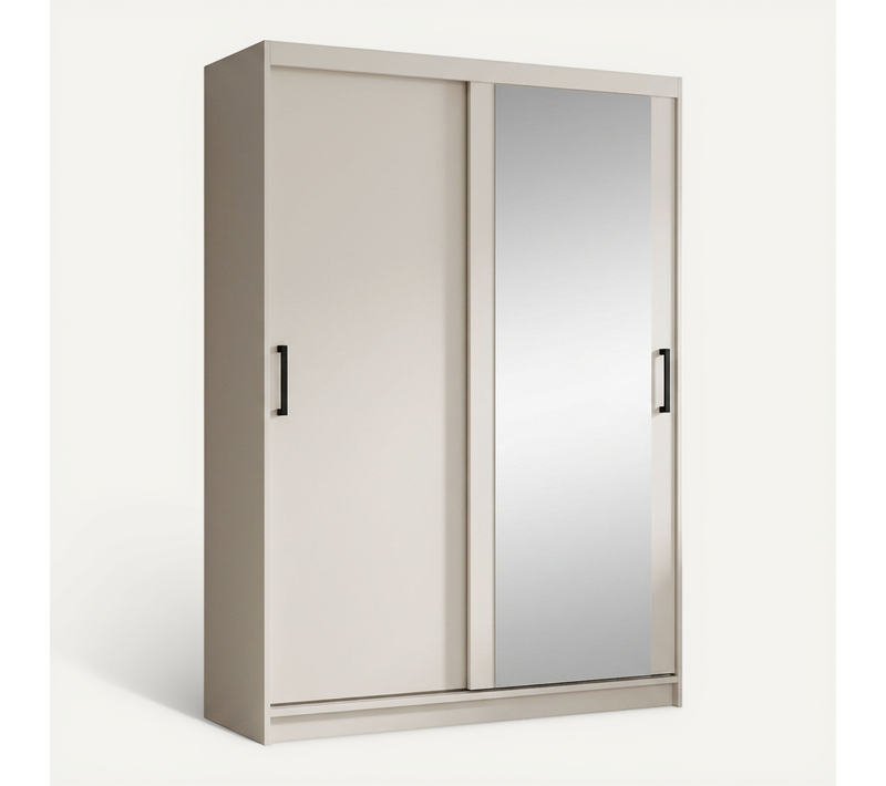 Armoire HELA - Armoire à Portes Coulissantes Avec Porte Miroir - Cachemire 120 cm - 2 Portes