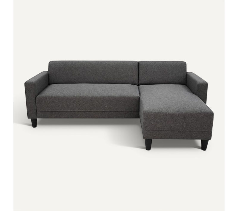 Canapé D'angle Fixe 4 Places Bob - Tissu Anthracite - Réversible - L 197 X P 117 X H 65 Cm