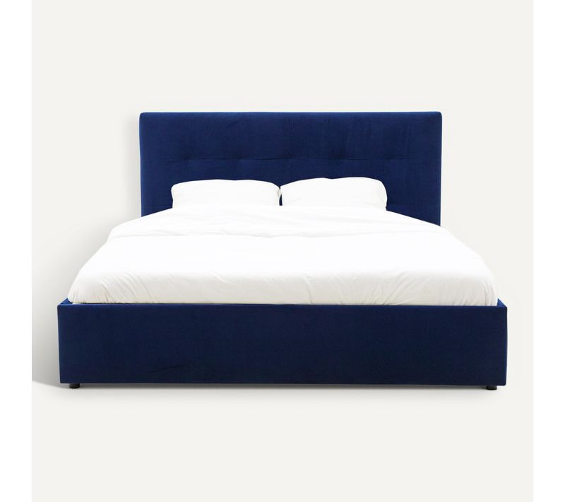 Lit coffre 160x200 cm JAPP 3 velours marine
