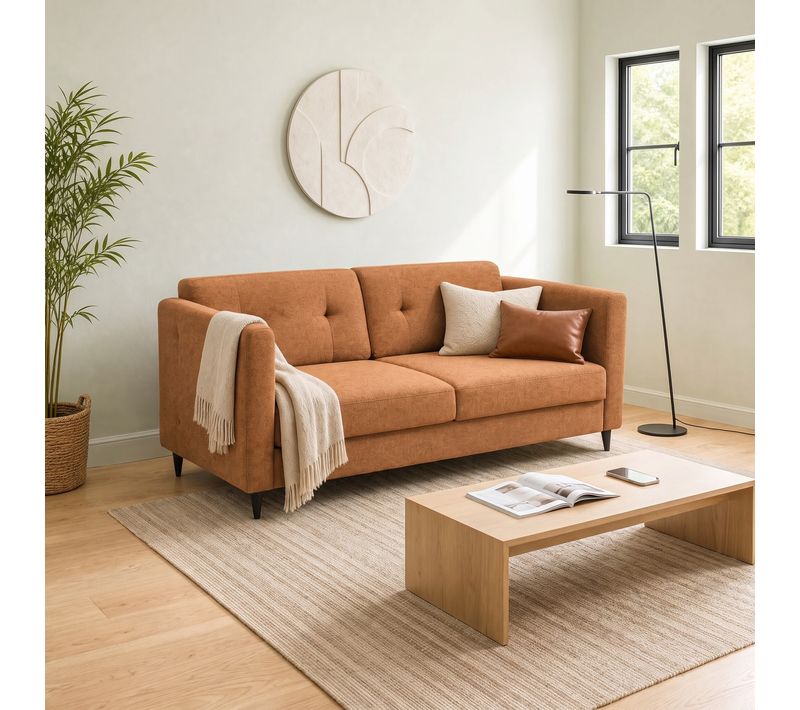 Canapé 3 places BOSTON III tissu Neve terracotta