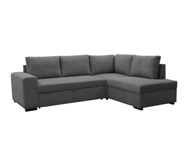 Canapé D'angle Convertible Réversible Nirvana 4 à 5 Places - Tissu Velours Côtelé Anthracite - Coff