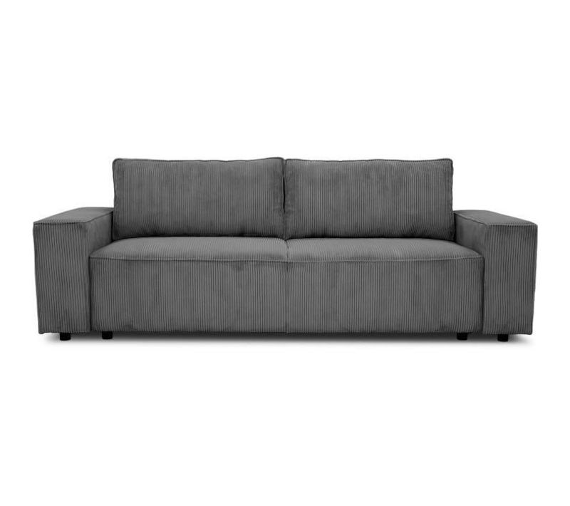 Canapé Fixe 4 Places - Josh - Velours Cotelé Anthracite - 241 X 86 X 88 Cm