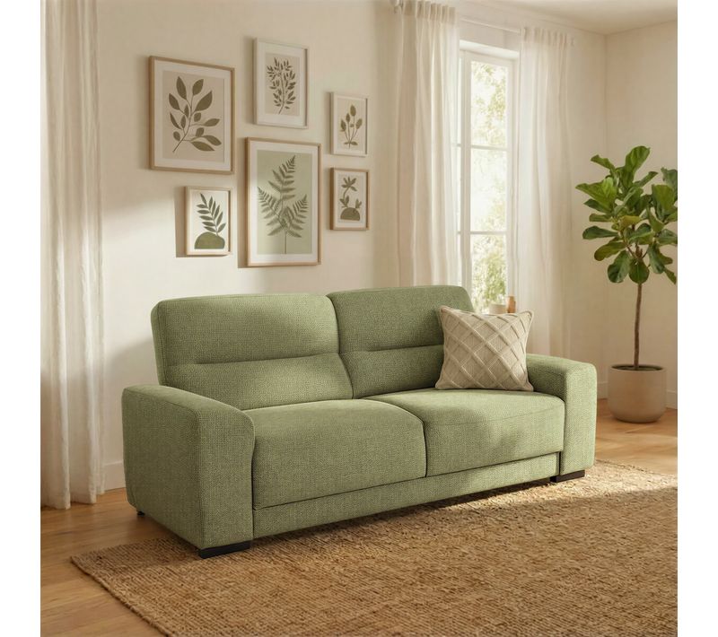 Canapé 3 places Fixe LOUIS BUT Vert Tissu L209 x P93 x H91 cm Réf. BUT-5945827066288