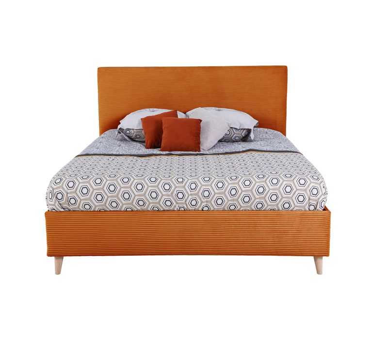 Lit 140x190 cm JAPP velours côtelé terracotta