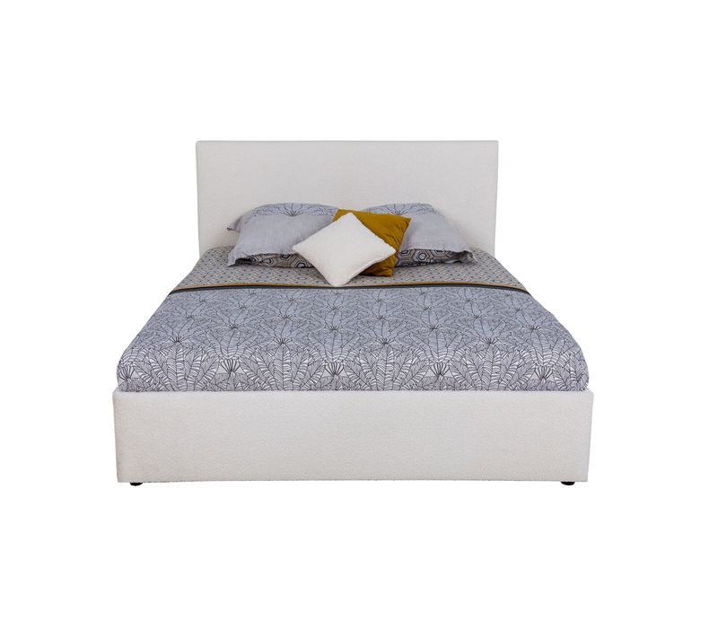 Lit coffre 140x190 cm JAPP tissu bouclette beige