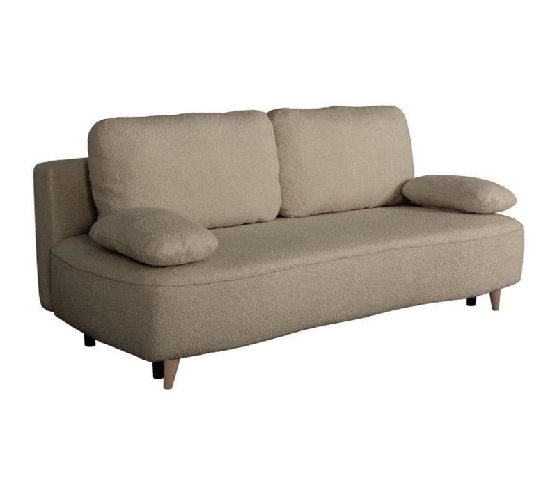 Canapé Convertible - 3 Places - Pyla - Tissu Alice Cumin - Coffre - 203 X 95 X 89 Cm