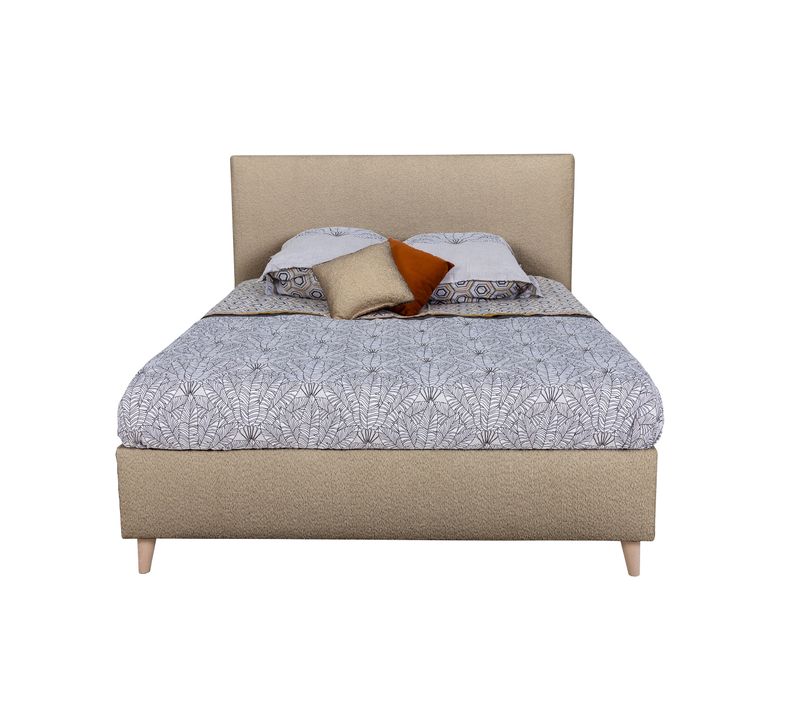 Lit 140x190 cm JAPP tissu bouclette ocre