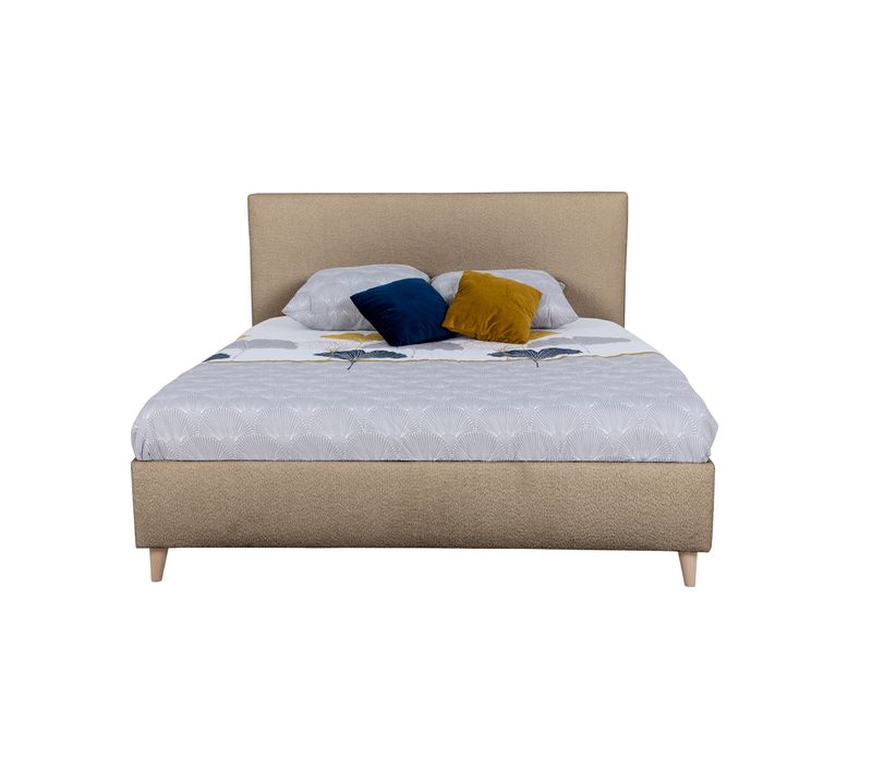 Lit 160x200 cm JAPP tissu bouclette ocre