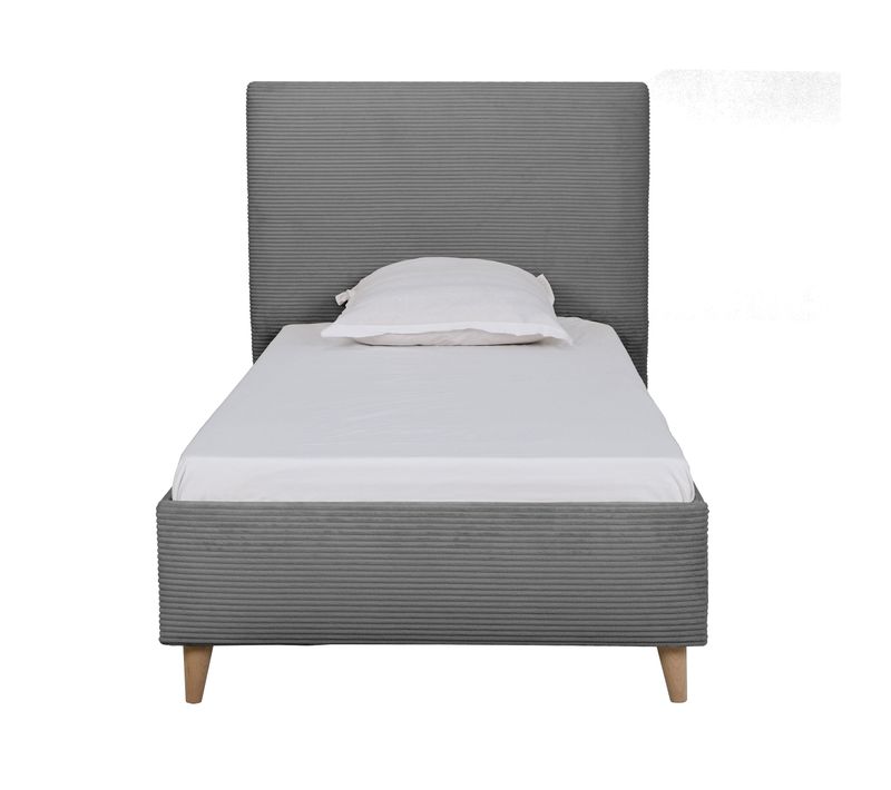 Lit 90x190 cm JAPP 3 velours côtelé anthracite