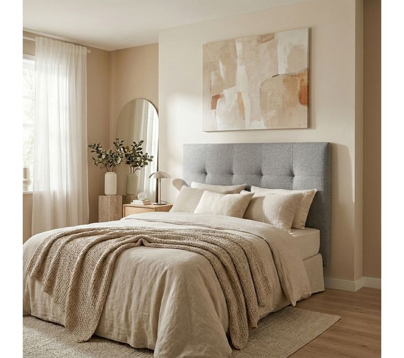 Tête de lit tissu L. 140 cm KARTY gris