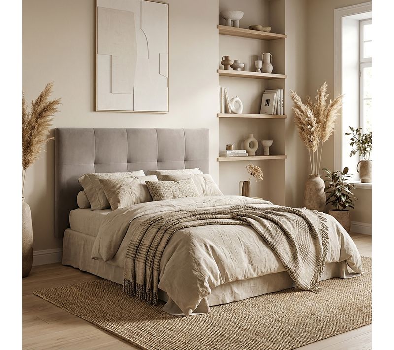 Tête de lit velours L. 160 cm KARTY taupe