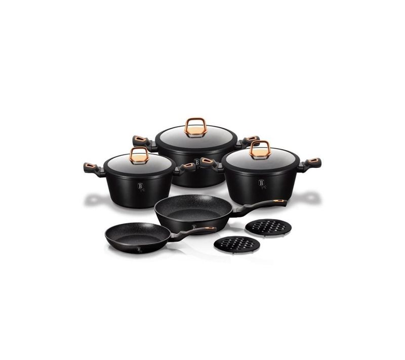 Berlinger Haus Batterie De Cuisine 10 PCs, Noir Rose Collection