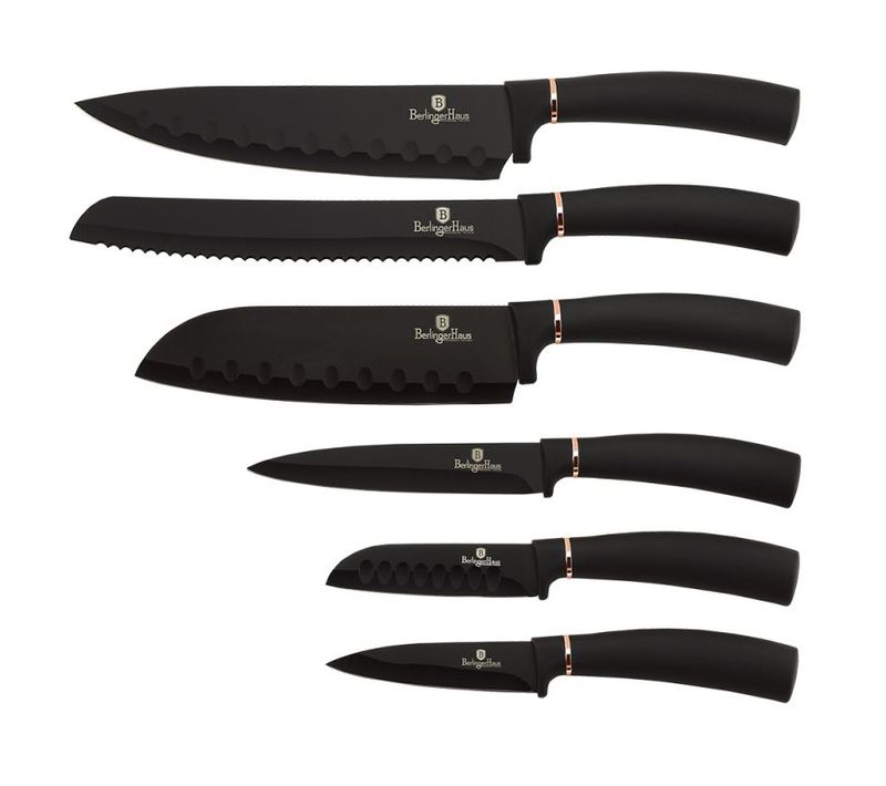 Jeu De 6 Couteaux De Cuisine Antiadhésif Black Rose - Bh/2337