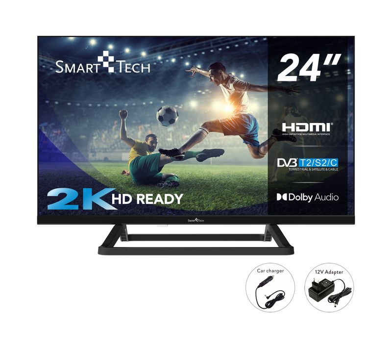 TV LED 24" (60cm) HD Triple Tuner Dolby Audio HDMI USB - Chargeur 12 V - 24hn01v3ca