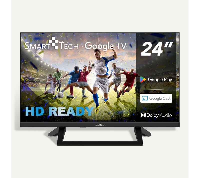 Téléviseur LED HD 24" (60 Cm) Smart TV Google 24hg01vc Chargeur De Véhicule 12v Fourni, HDMI, USB