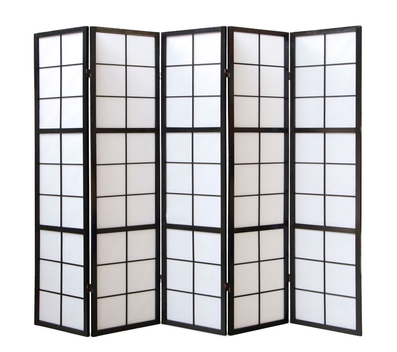 Paravent Japonais Shoji En Bois Noir 5 Pans