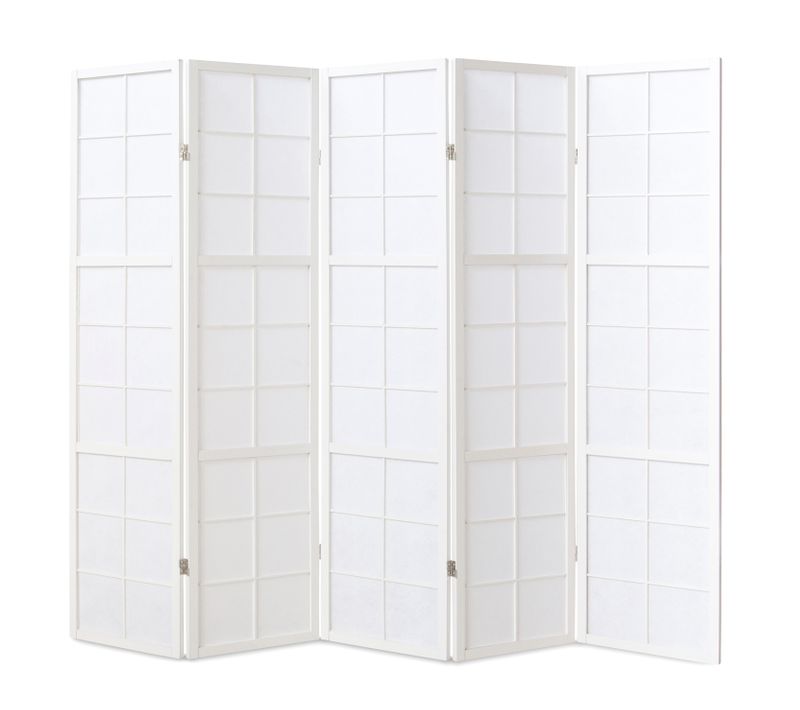 Paravent Japonais Shoji En Bois Blanc De 5 Pans