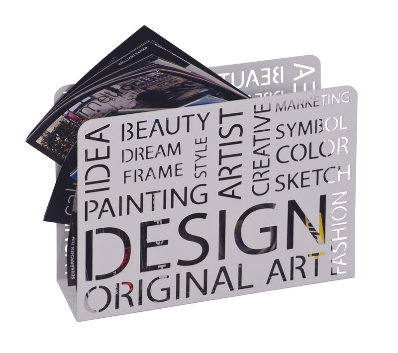 Porte Journaux En Métal Coloris Blanc, Dim : L35 X P10 X H26 Cm