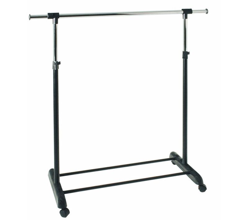 Portant En Tube D'acier Coloris Chromé-noir, Dim : L95/145 X P44 X H95/170 Cm -pegane-