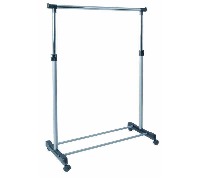 Portant En Tube D'acier Coloris Alu-chromé-gris, Dim : L90 X P43 X H95/170 Cm -pegane-