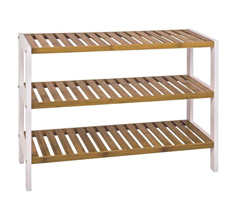 Etagére à Chaussures En Mdf Coloris Blanc-nature, L70 X P26 X H54 Cm