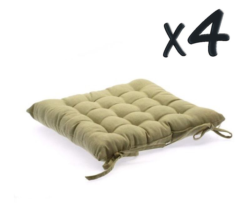 Lot De 4 Coussins De Chaise En Coton Lin, 38 X 38 Cm