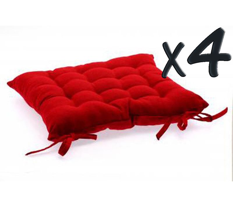 Lot De 4 Coussins De Chaise En Coton Bordeaux, 38 X 38 Cm