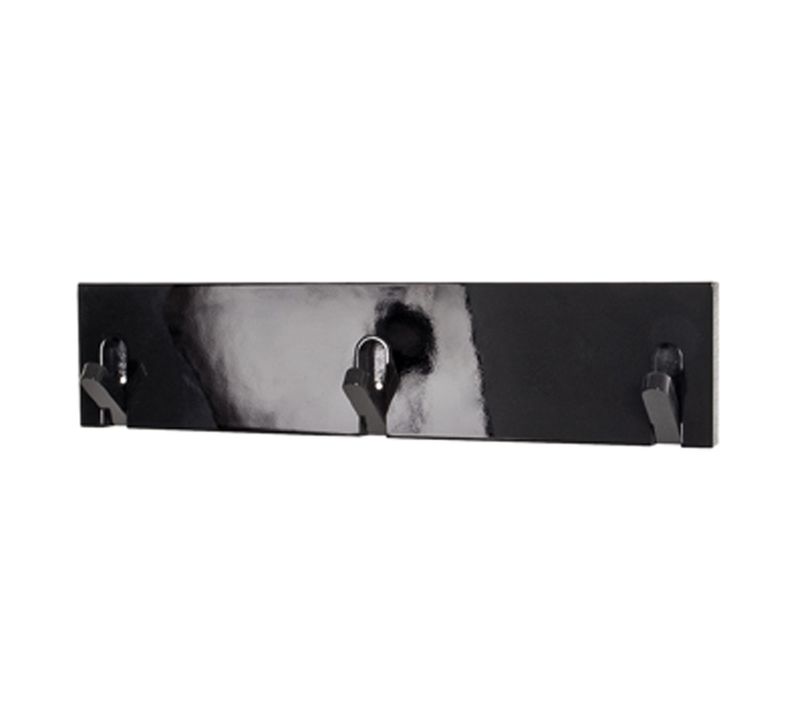 Patère En Bois Massif Noir, L44 X H10 X P2 Cm