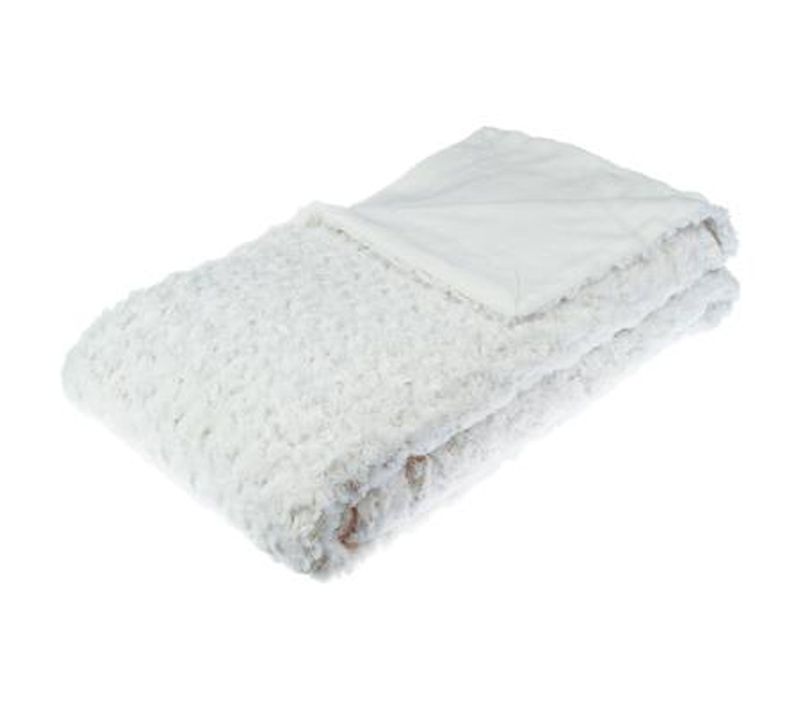 Plaid Imitation Fourrure Bouclée En Ecru, L.230 X L.180 Cm