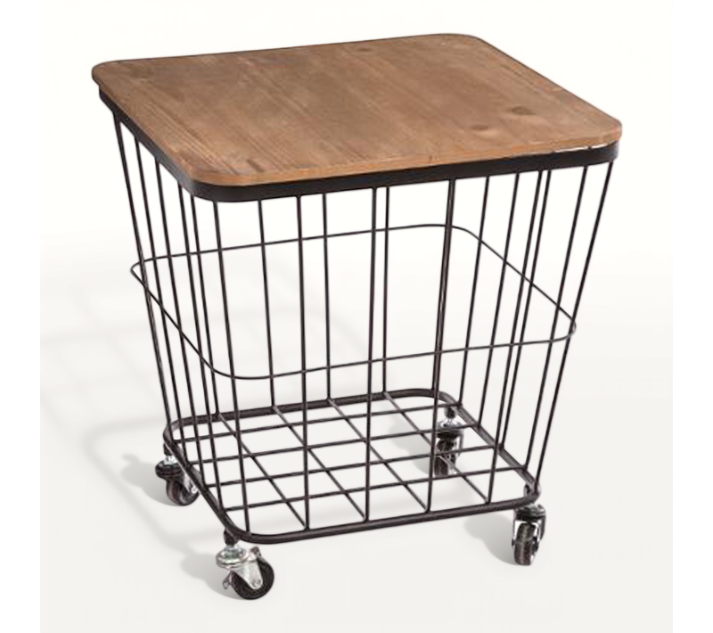 Table Coffre En Mdf Et Acier, Sur Roulettes Coloris Noir - Dim : L 39 X L 39 X H 43 Cm