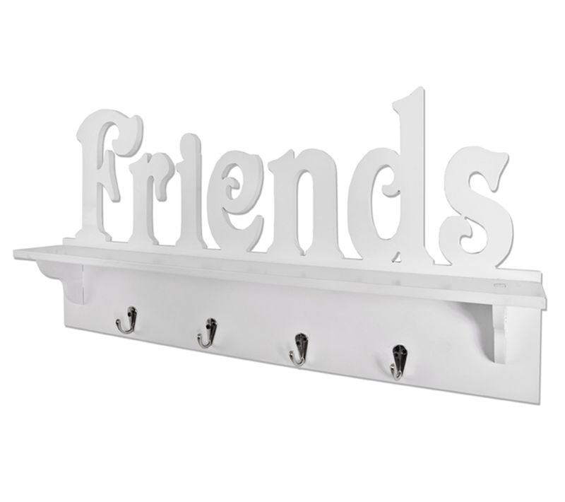 Garderobe Murale Coloris Blanc-chromé - Dim : L 60 X P 9 X H 30 Cm