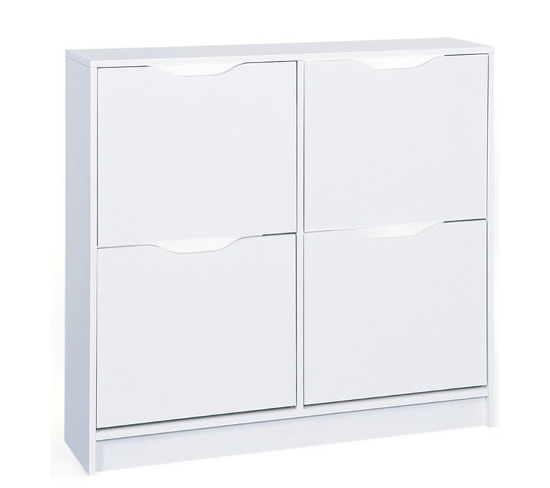 Porte-chaussures En Panneaux De Particules Mélaminé Coloris Blanc - Dim : 100 X 25 X 90 Cm
