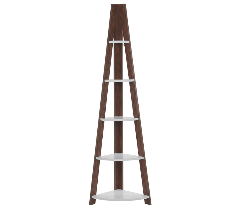 Étagère D'angle - Bibliothèque - Meuble De Rangement à 5 Étages Mobile Solo 175 Cm Marron/blanc