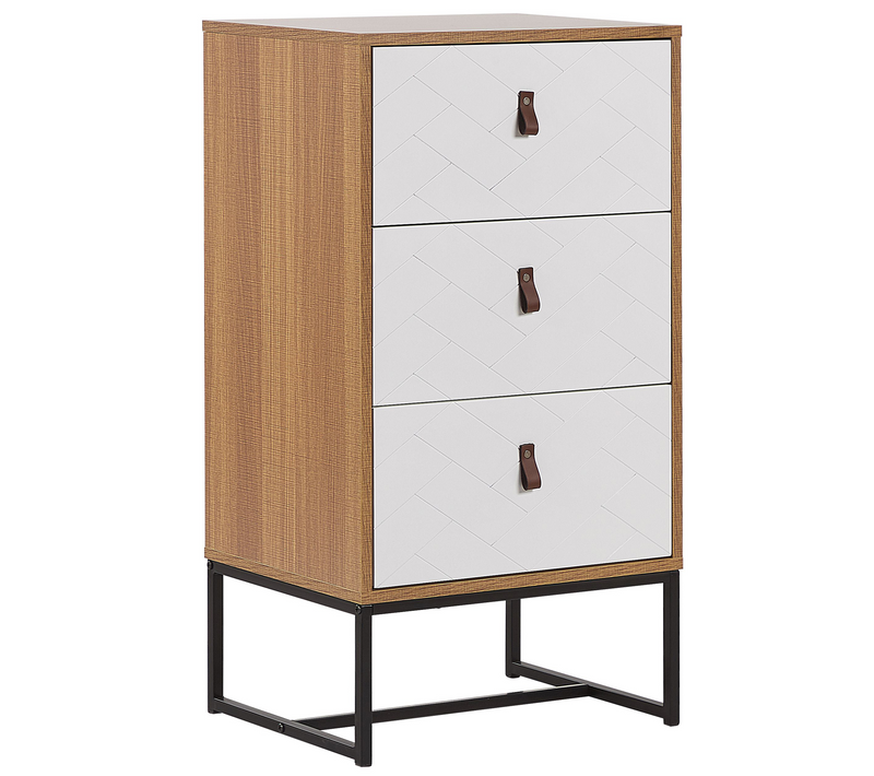 Commode - Meuble De Rangement à 3 Tiroirs Nueva Marron Clair/blanc