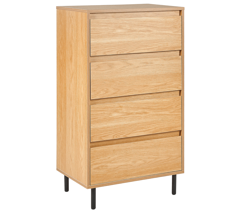 Commode - Meuble De Rangement à 4 Tiroirs Nikea Marron Clair