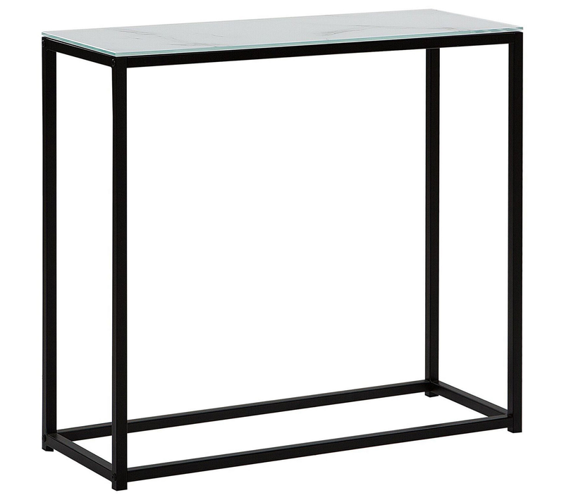 Table Console - Table D'entrée - Console Meuble Delano Verre De Sécurité Marbre/noir