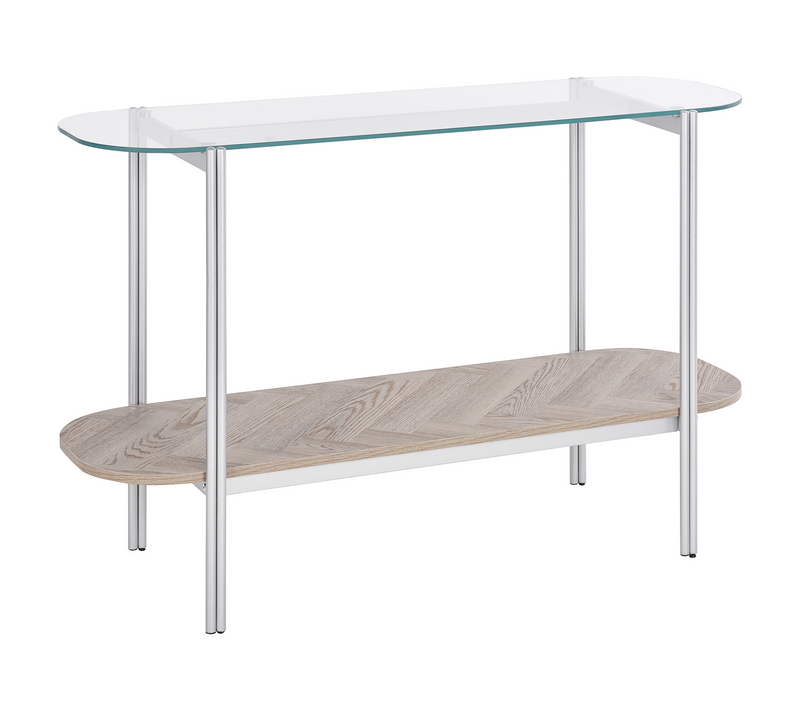 Table Console - Table D'entrée - Console Meuble Lovell Verre De Sécurité Argenté