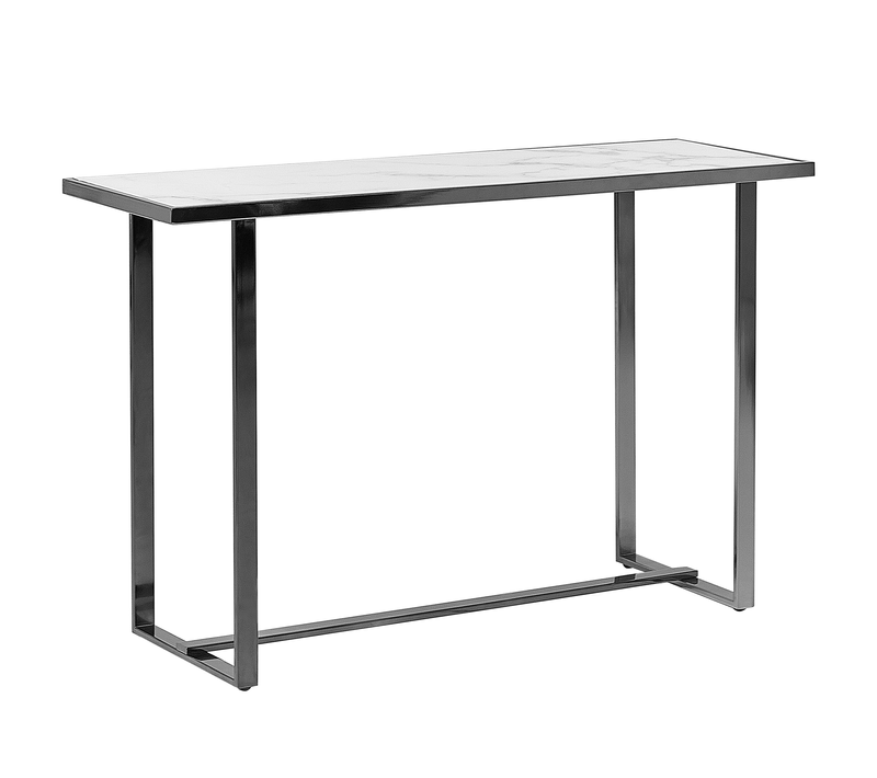 Table Console - Table D'entrée - Console Meuble Plano Verre De Sécurité Marbre Blanc