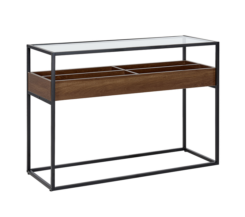 Table Console - Table D'entrée - Console Meuble Waco Verre De Sécurité Noir