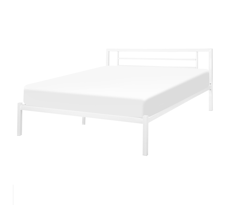 Lit Double - Lit Adulte Avec Sommier Métal Cusset 160 X 200 Cm Blanc