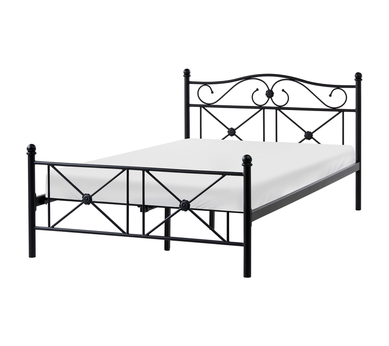 Lit Double - Lit Adulte Avec Sommier Métal Rodez 120 X 200 Cm Noir
