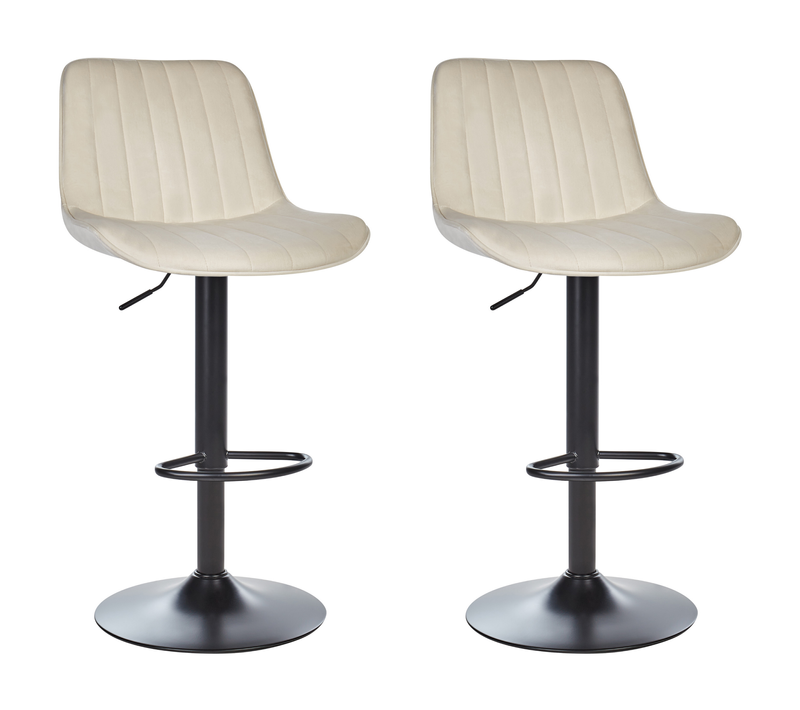 Lot De 2 Tabourets De Bar - Chaises De Bar Dubrovnik Velours Beige Clair