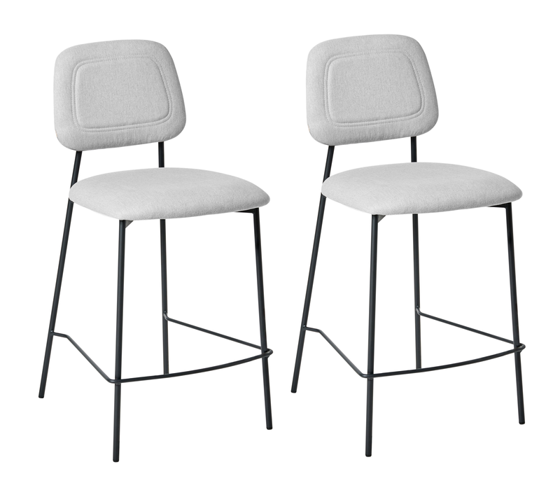 Lot De 2 Tabourets De Bar - Chaises De Bar Duette Lin Synthétique Gris Clair