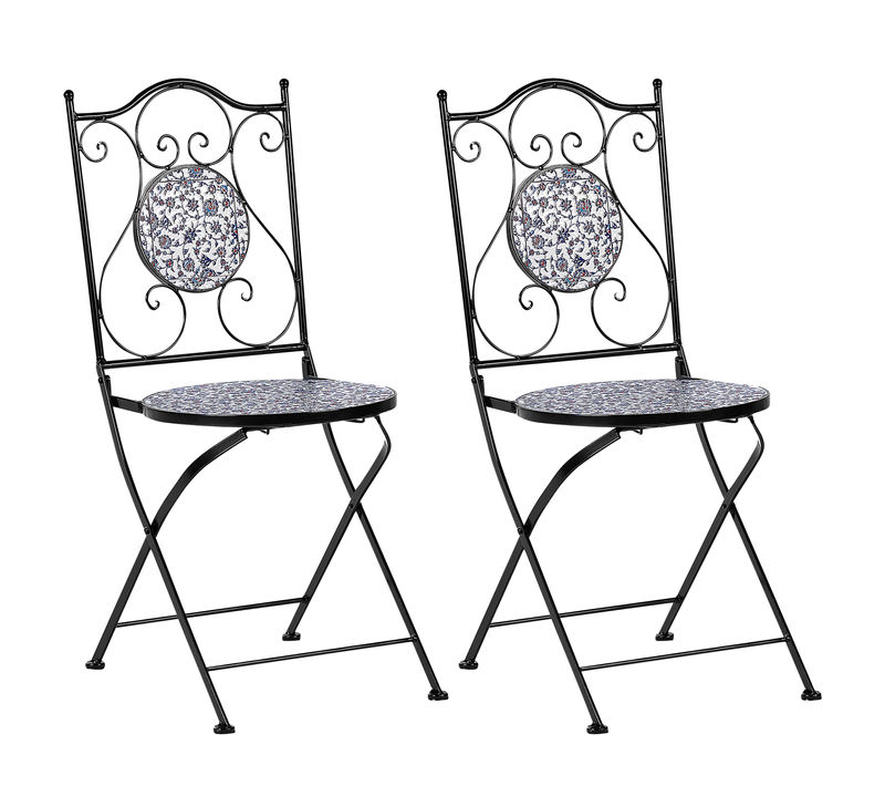 Lot De 2 Chaises De Jardin - Chaises D'extérieur Camprena Métal Noir