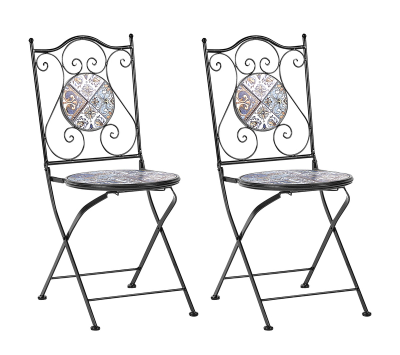 Lot De 2 Chaises De Jardin - Chaises D'extérieur Civita Métal Noir