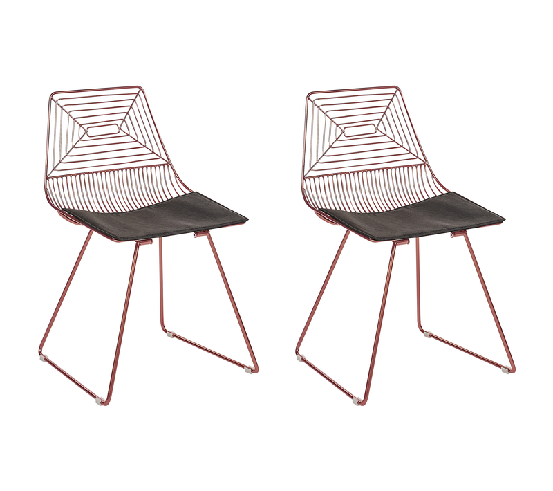 Lot De 2 Chaises De Salle à Manger - Chaises De Cuisine Beatty Métal Rose Doré