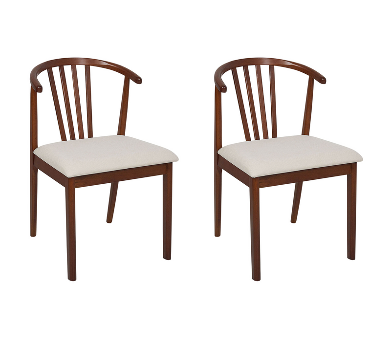 Lot De 2 Chaises De Salle à Manger - Chaises De Cuisine Craig Bois Marron Foncé/beige