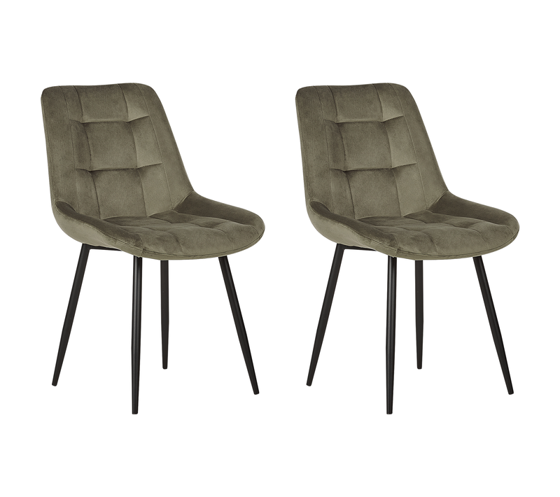 Lot De 2 Chaises De Salle à Manger - Chaises De Cuisine Melrose Velours Vert Olive